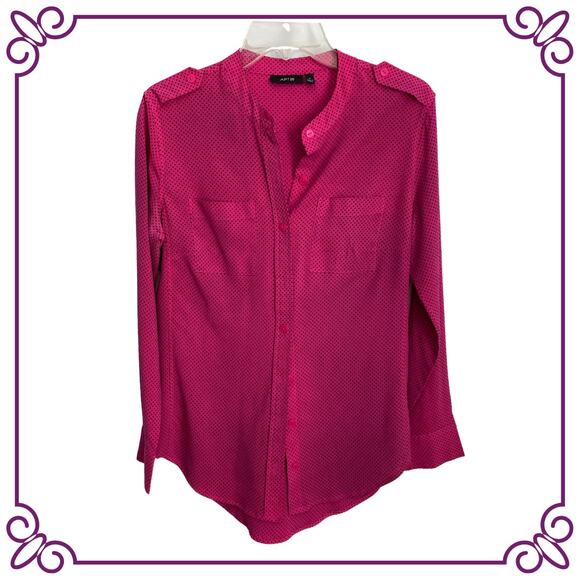 Apt. 9 Long Sleeve Button Front Mandarin Collar Tailored Blouse Small - Picture 1 of 9